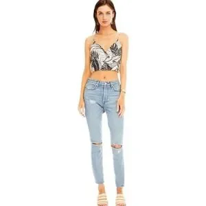 Débardeur Linen Crop Top Astr The Label – Taille L – En Lin Naturel